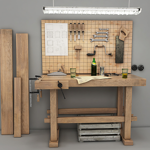 Modern Workbench Woodworking Workbench 3d model