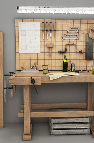 Modern Workbench Woodworking Workbench 3d model