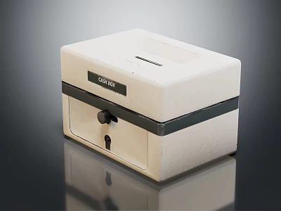 Decorative Ornament Set Featuring White Cash Box Black Trim Lock Smooth Surface And Reflection 3d model