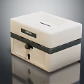 Decorative Ornament Set Featuring White Cash Box Black Trim Lock Smooth Surface And Reflection 3d model