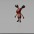 Cartoon Moose Character with Big Red Nose and Brown Antlers in Playful Animated Design
