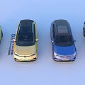 Various Colored Electric Cars Undergoing 100000 km Pure Electric Test