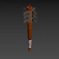 Primitive Weapon Made With Wooden Handle And Metal Forks Bound Together