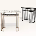 Modern Console Table With Marble Top And Black Gold Metal Frame Design