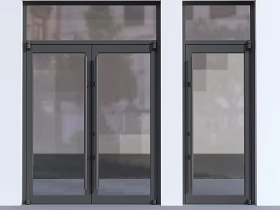 Modern Black Frame Glass Doors With Transparent Panels And Sleek Design 3d model