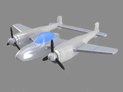 Two Silver Toy Airplanes With Blue Cockpit Black Propellers And Wings Design 3d model