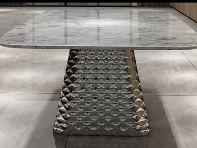 Modern Dining Table With Marble Top And Geometric Metal Base In Stylish Interior 3d model