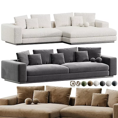 Comfortable Sectional Sofa With Multiple Cushions And Various Color Options 3d model