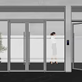 Modern Glass Double Doors For Commercial Space With Automatic Sensor And Transparent Panels