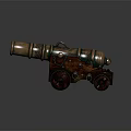 Vintage Military Cannon With Wooden Wheels And Rusted Metal Structure