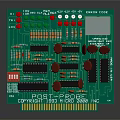 Green Circuit Board With Red Green LED Lights Resistors And Chips
