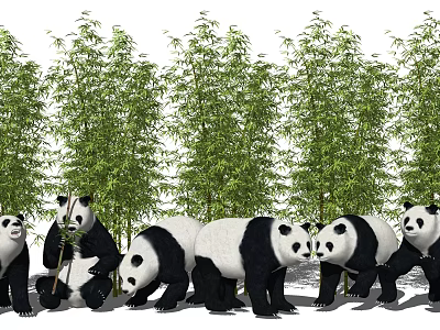 Reptile Creatures In Bamboo Forest Natural Living Environment 3d model