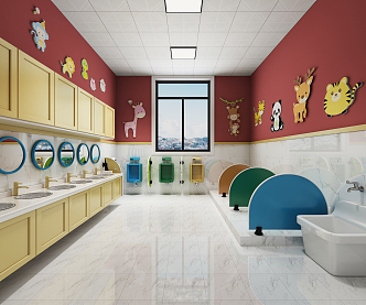 Modern Toilet Kindergarten Toilet Children Toilet 3d model