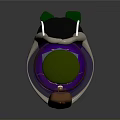 Modern Decorative Object With Purple Silver Body Green Top And Orange Center Piece