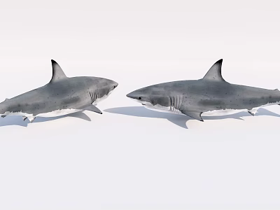 Two Grey Sharks Swimming Facing Each Other In Natural Aquatic Habitat 3d model