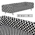 Tufted Beige Velvet Sofa Design With Tufted Armrests And Dark Metal Legs