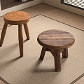 Solid Wood Stool Round Stool Stool Solid Wood Stool Tea Stool Wood Stool Wood Stool Old Wood 3d model