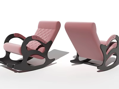 Modern Pink Rocking Leisure Chair with Black Curved Base Quilted Seat and Home Comfort Design 3d model