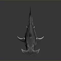 Realistic Gray Shark with Broad Head Dorsal Fins Open Mouth Sharp Teeth 3D Render