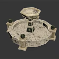 Garden Ornament Marble Fountain with Octagonal Base and Green Spherical Decorations