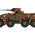Military Armored Vehicle With Camouflage Paint Wheeled Structure And Weapon System