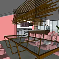 Milk Tea Shop Interior Design With Pink Walls Glass Tables And Pink Chairs