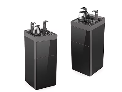 Black Vertical Daily Use Appliances With Water Dispenser And Storage Cabinets 3d model