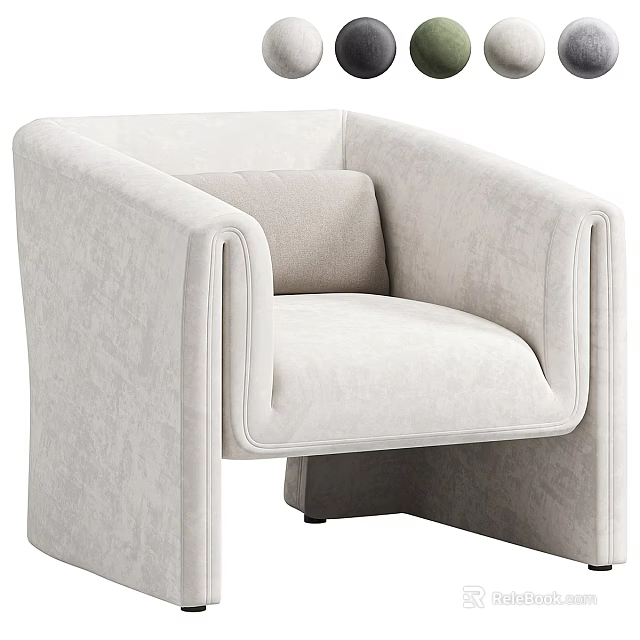 Modern Beige Upholstered Single Sofa With Wide Arms For Living Room Design 3d model 
