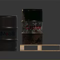 Industrial Equipment Featuring Mobil And Castrol Oil Drums On Wooden Pallet