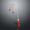 Traditional Flail Weapon With Silver Pole Orange Handle And Chain Balls