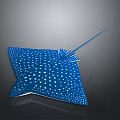Blue Ray Marine Creature with White Spots Detailed 3D Rendering Isolated on Dark Background