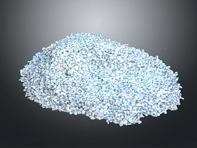 Pile of Light Blue Small Granules with Fine Texture on Dark Background 3d model