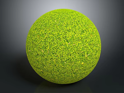Lush Green Grass Covered Spherical Ball With Detailed Textured Surface On Dark Background 3d model