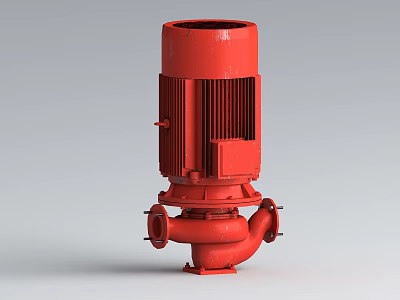 Red Vertical Industrial Fire Pump High Performance Reliable Fire Fighting Equipment 3d model
