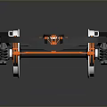 Modern Vehicle Chassis Structure With Orange Black Frame And Mechanical Wheels 3d model