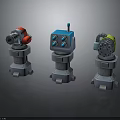 Colorful Robot Characters With Different Head Structures And Base Designs 3d model