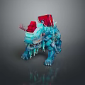 Blue Crystal Mechanical Game Movie Character With Red Elements Horns And Sharp Claws 3d model