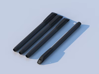 Minimalist Black Pens Set Of Four With Sleek Design And Different Styles 3d model