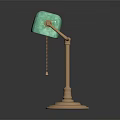 Furniture Table Lamp with Light Green Lampshade Brass Stand Circular Base and Chain Detail
