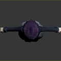 Anime Game Character With Purple Hair Blue Blazer Plaid Skirt And Black Stockings