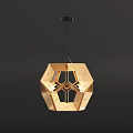 Golden Octagonal Chandelier with Modern Geometric Lattice Structure for Elegant Home Interior Lighting