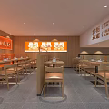 Cozy Restaurant Interior Featuring Wooden Furniture Two Floor Layout Staircase And Dining Counter