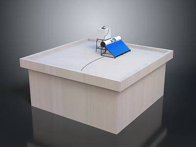 White Cube Shaped Computer Case With Blue Solar Panel And Devices On Top Surface 3d model