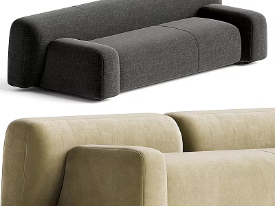 Modern Sectional Sofa in Dark Gray and Beige with Plush Upholstery and Wide Arms 3d model