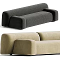 Modern Sectional Sofa in Dark Gray and Beige with Plush Upholstery and Wide Arms