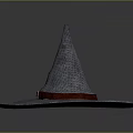 Gray Wizard Hat Design with Pointed Top and Red Ribbon Band 3d model