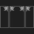 Set Of Four Ornate White Decorative Components On Black Rectangular Frames