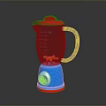 Colorful Blender With Red Lid Blue Base And Transparent Jar With Measurement Markings