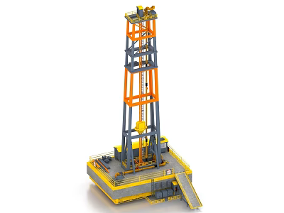 Industrial Drilling Rig Equipment Platform Structure Featuring Tower And Machinery 3d model