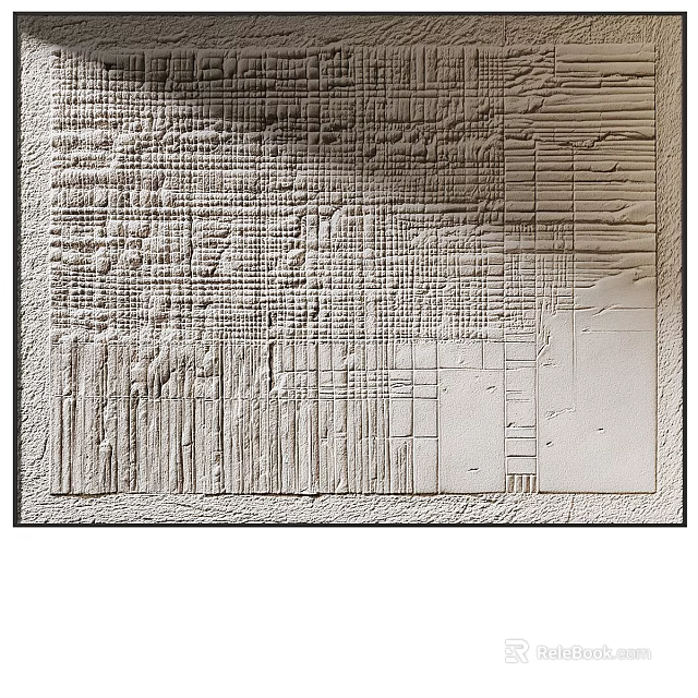 Minimalist Abstract Painting With Textured Geometric Lines Neutral Patterns And Layered Design 3d model 